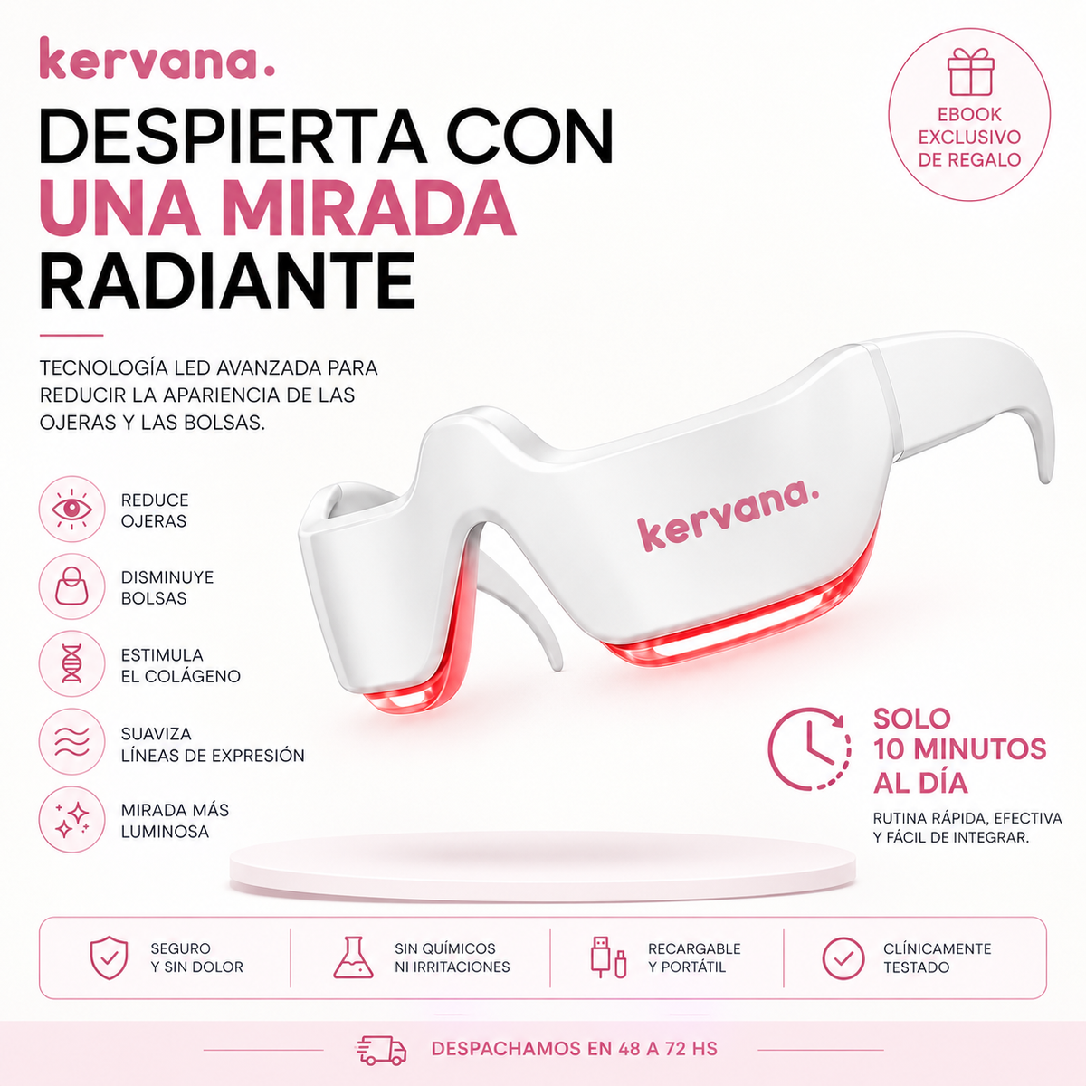 Kervana® Masajeador de Ojos con Luz Roja