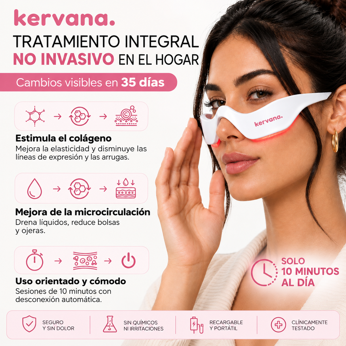 Kervana® Masajeador de Ojos con Luz Roja