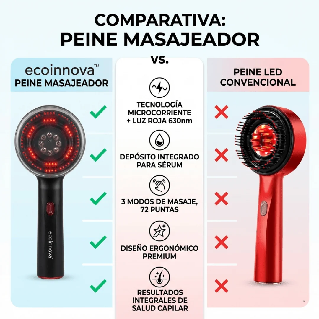 Kervana® Peine Masajeador con Luz Roja